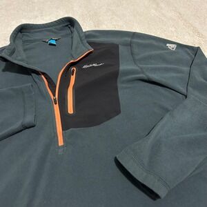 Eddie Bauer First Ascent Fleece Pullover Mens XL Green 1/4 Zip First Ascent 0550